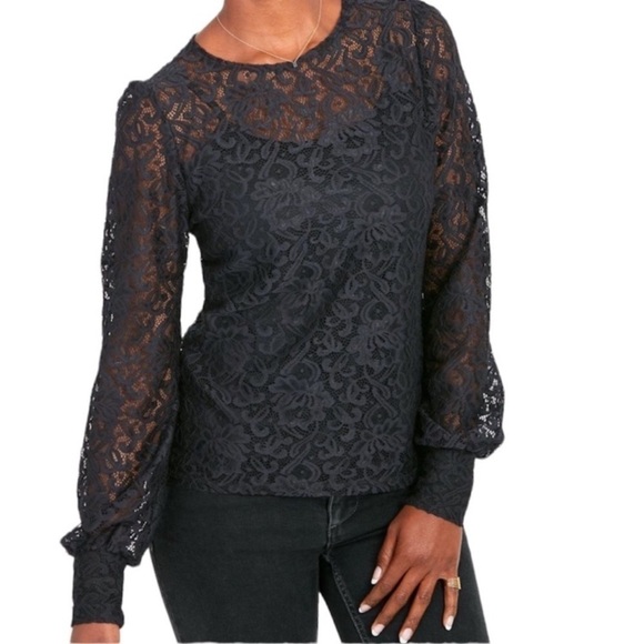 Stella & Dot Julianna black Lace Top Size L - Picture 1 of 8
